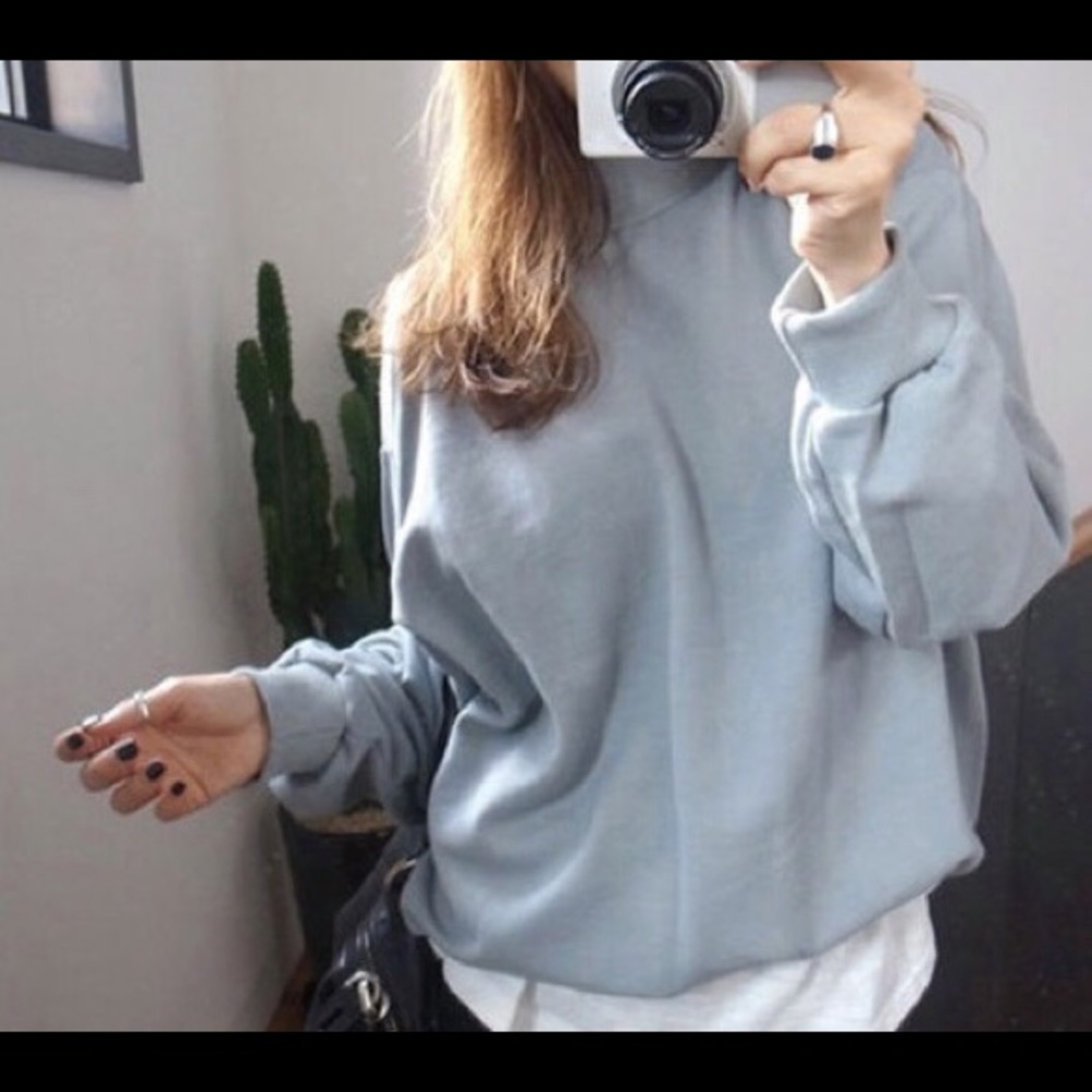 New Light Blue Cotton Sweater